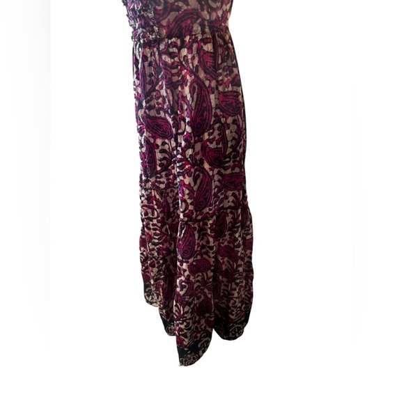 House Of Harlow 1960 Tiered Maxi Dress Tie Back Flutter Sleeve Purple Magenta XS - Picture 7 of 13